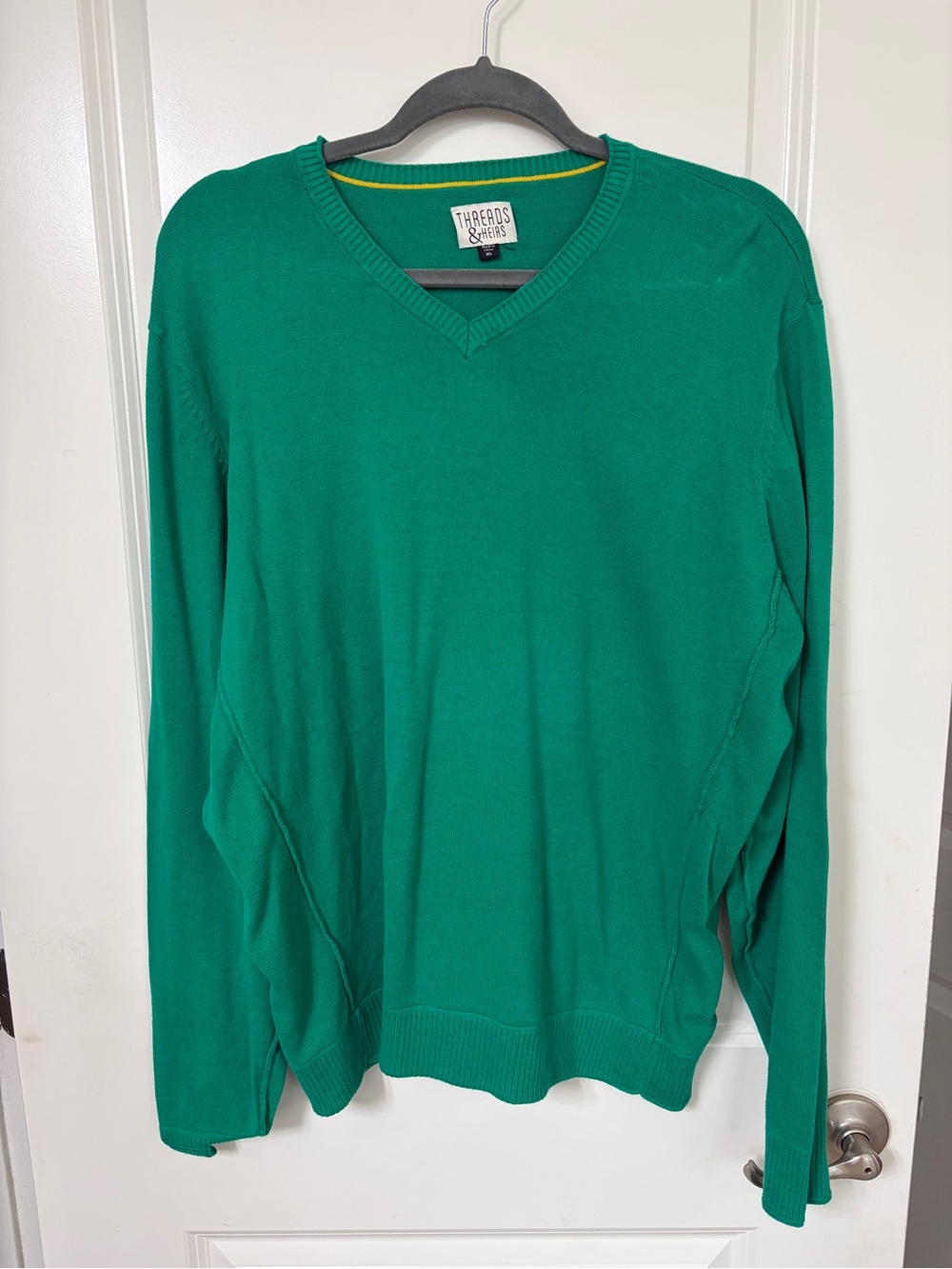 Men's Green V-Neck Sweater- XL